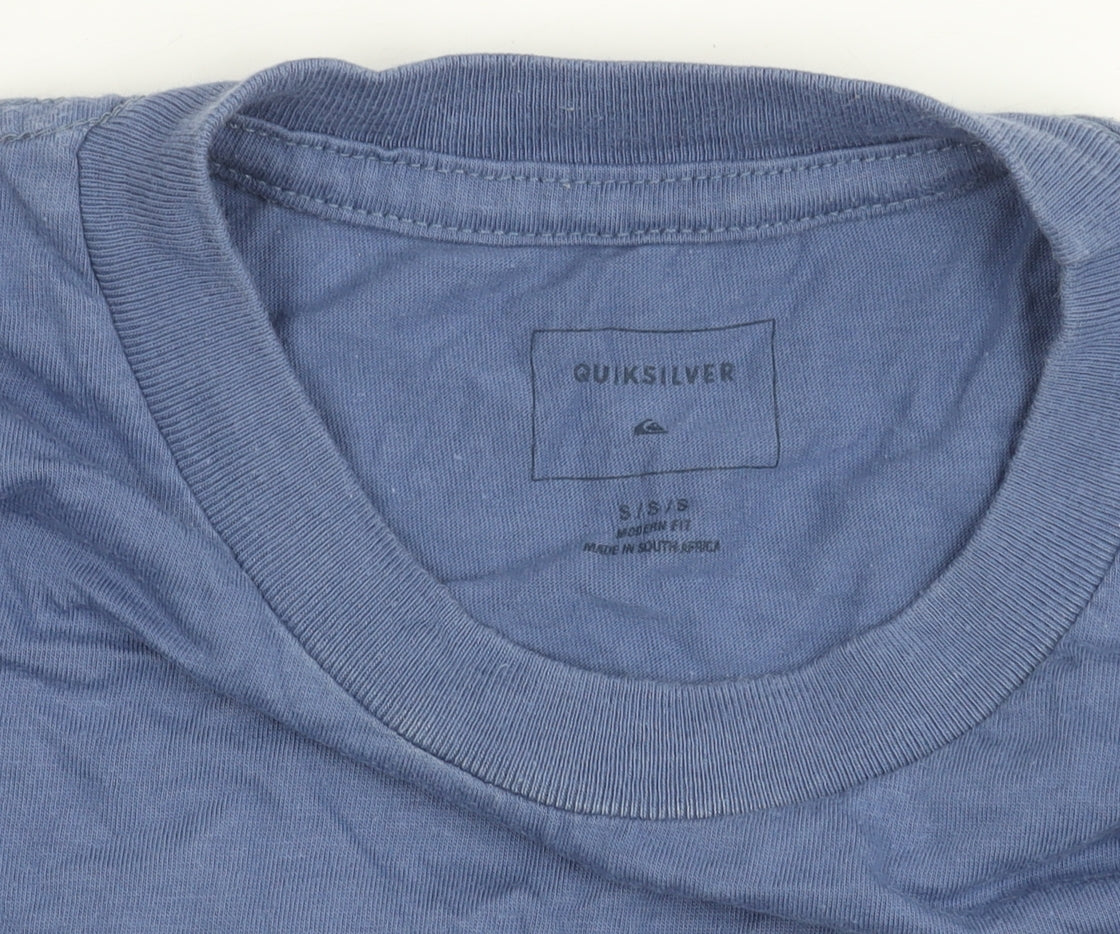 Quiksilver Men's Blue S Graphic Surf T-Shirt Cotton Crew Neck