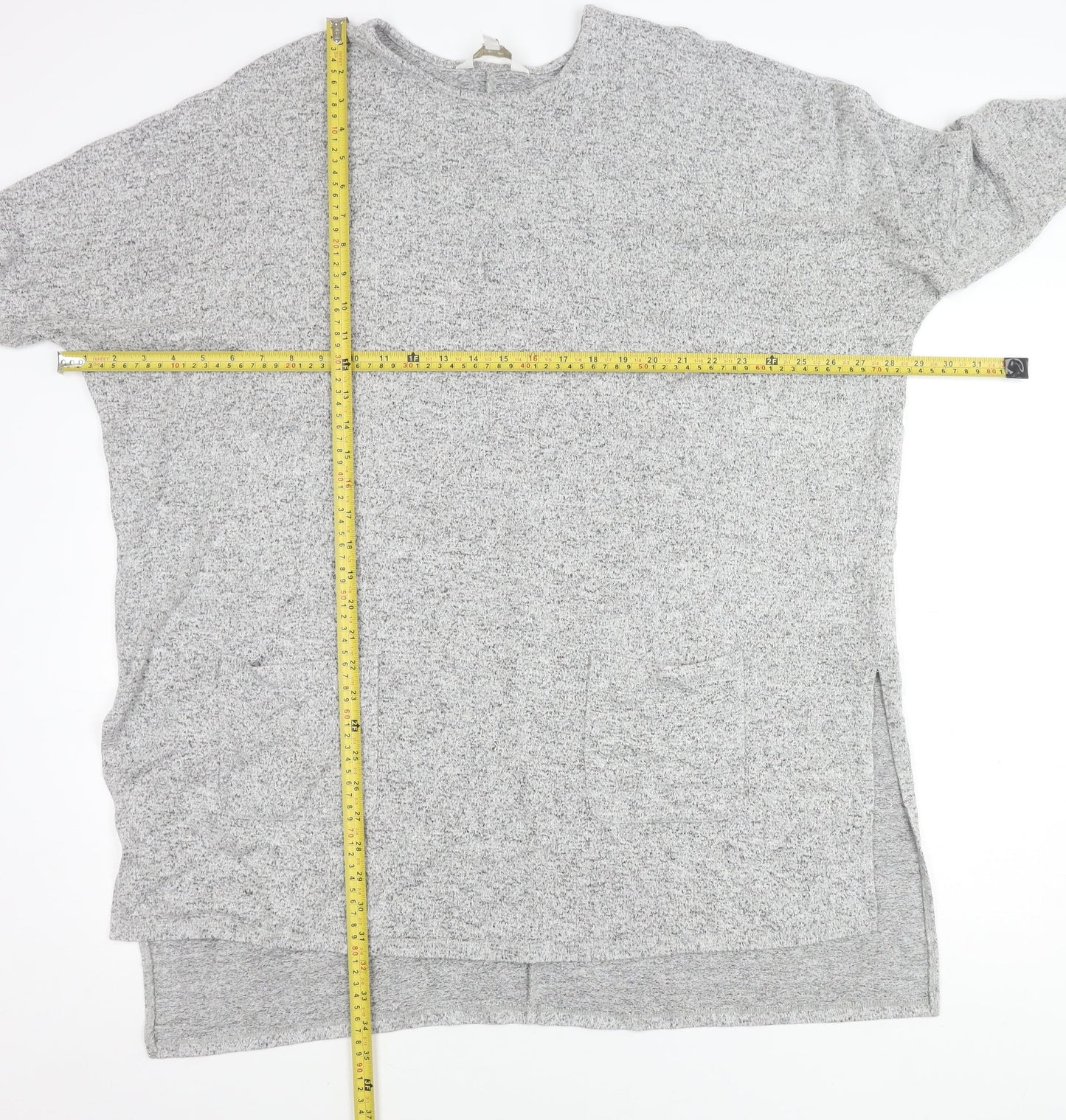 Apricot Women’s Grey Tunic Jumper Size 12 Crew Neck Relaxed Fit