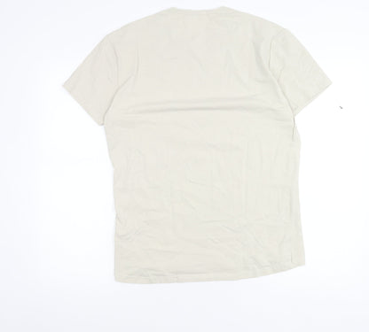 Afrika Joe Men's Beige Lion Graphic T-Shirt Size L Cotton Blend
