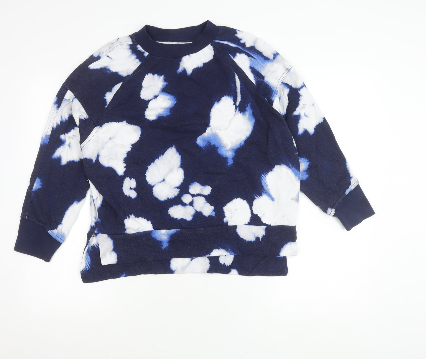 Kin Womens Blue Tie Dye Cotton Pullover Sweatshirt XS