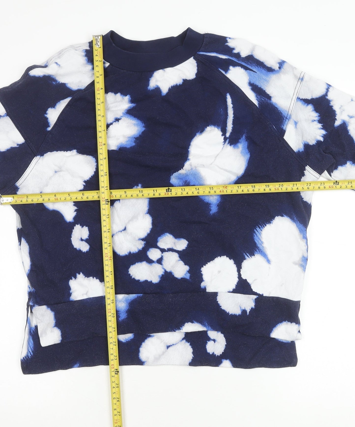 Kin Womens Blue Tie Dye Cotton Pullover Sweatshirt XS