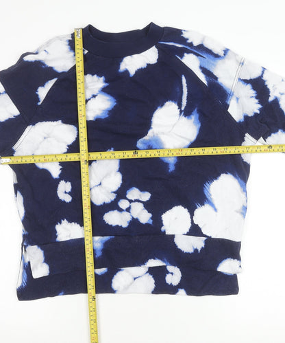 Kin Womens Blue Tie Dye Cotton Pullover Sweatshirt XS