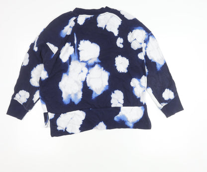 Kin Womens Blue Tie Dye Cotton Pullover Sweatshirt XS