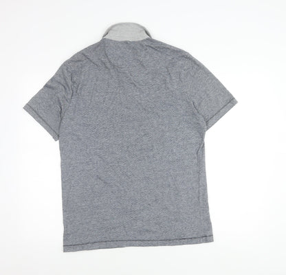 Penguin Mens Grey Cotton Polo Shirt L Short Sleeve Logo