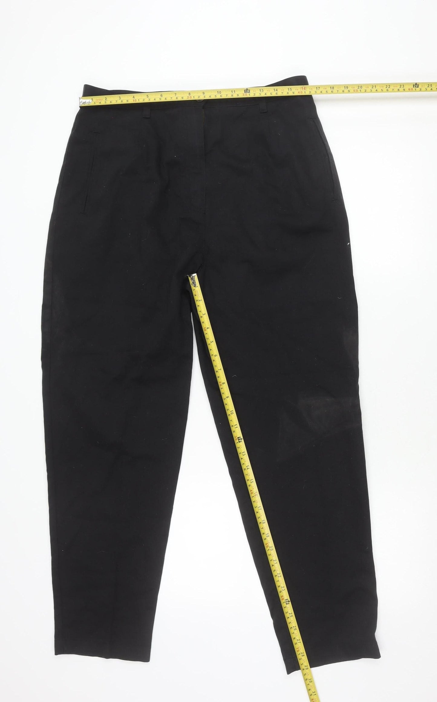 Mens UK Size 16 Casual Club Regular Fit Chino Black Trousers