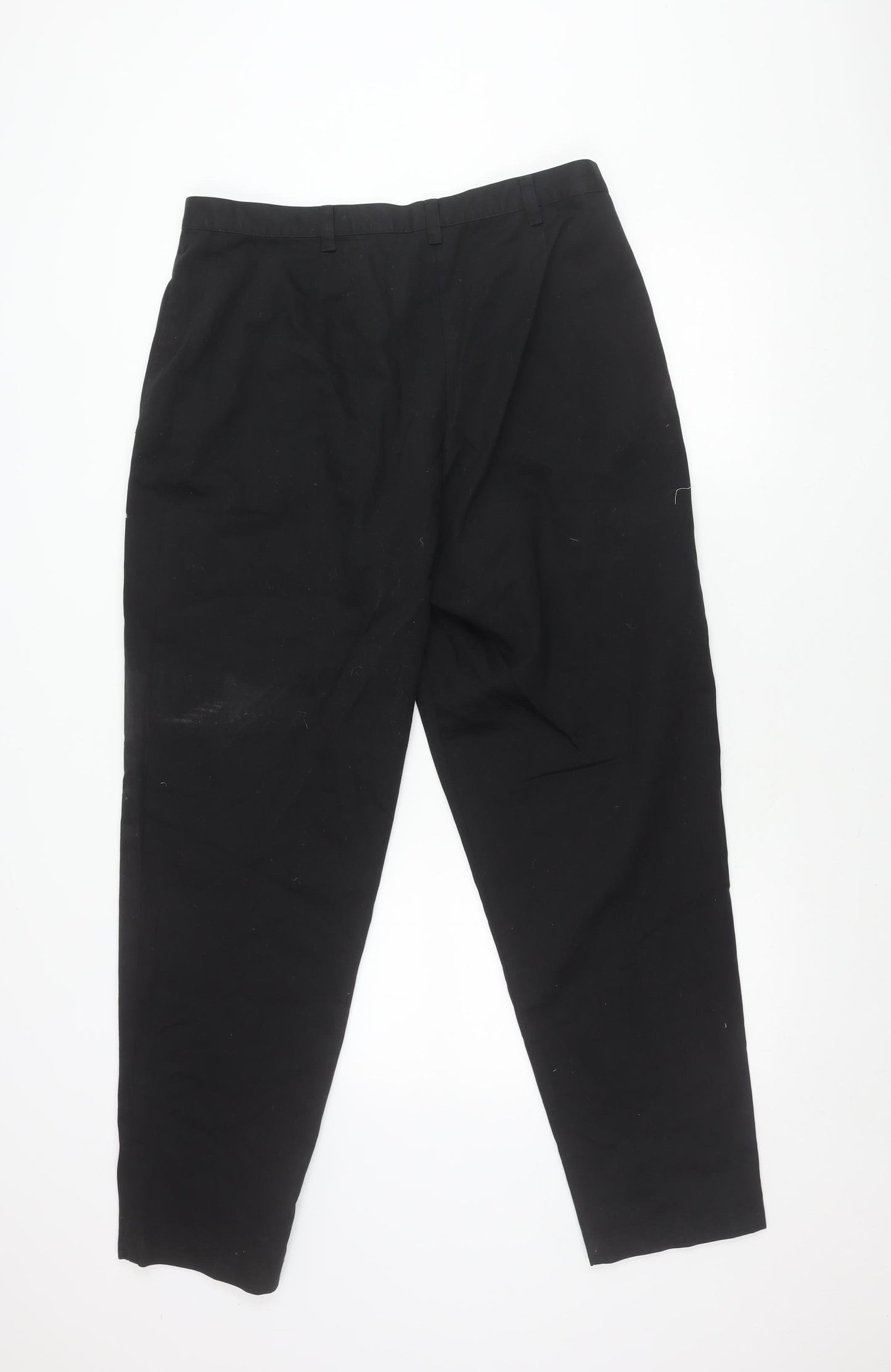 Mens UK Size 16 Casual Club Regular Fit Chino Black Trousers