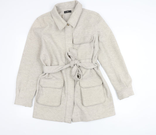 F&F Women’s Beige Belted Mid-Length Coat Size M Polyester Viscose