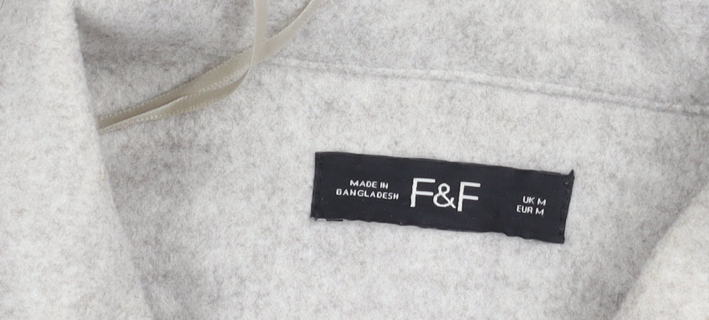 F&F Women’s Beige Belted Mid-Length Coat Size M Polyester Viscose