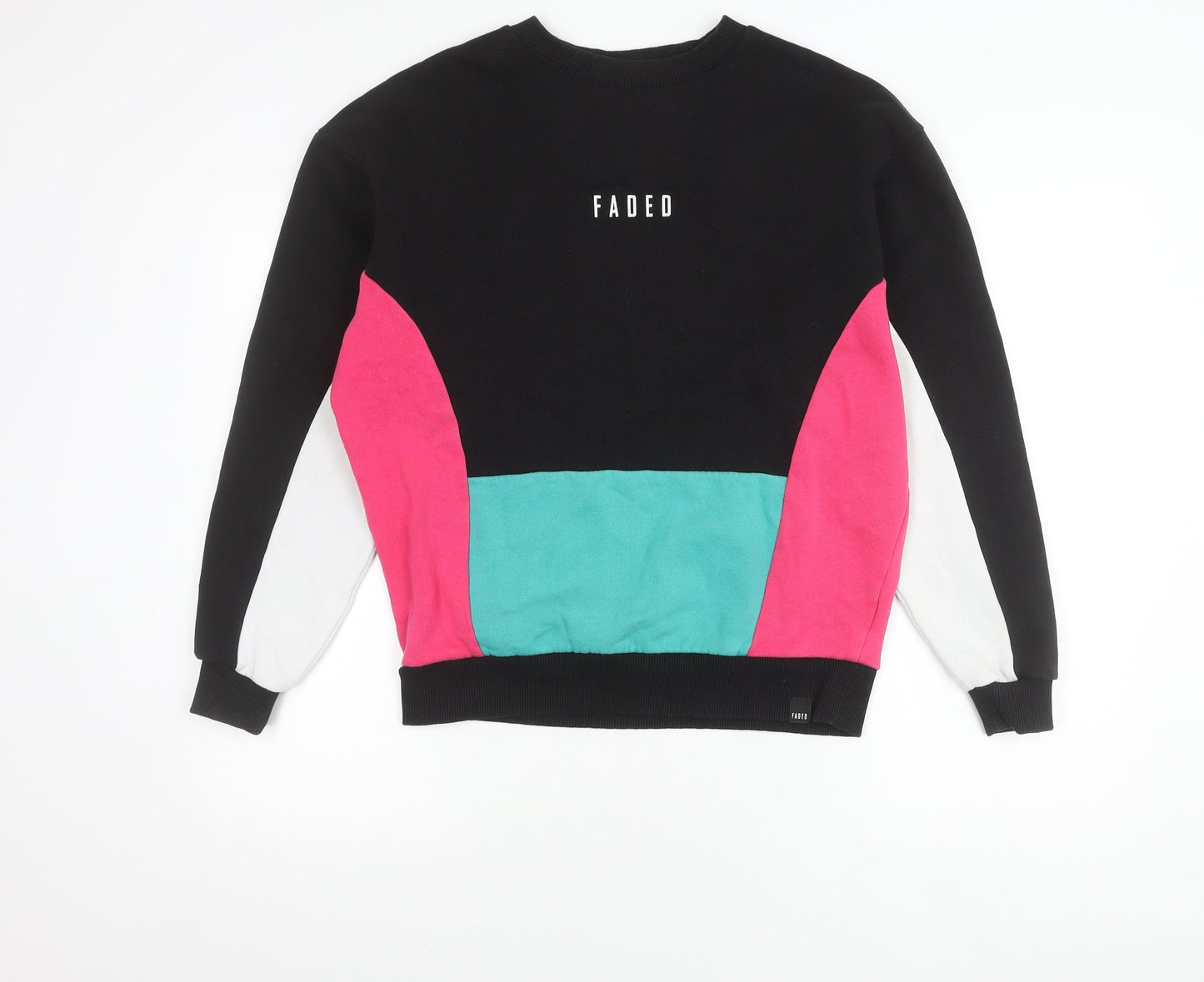 Faded Womens Small Multicoloured Crew Neck Sweatshirt