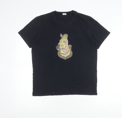 Paul Smith Men’s Black Zebra Graphic Cotton T-Shirt Size S