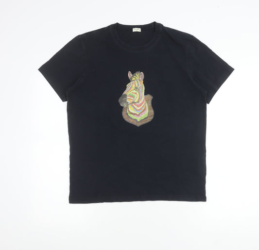 Paul Smith Men’s Black Zebra Graphic Cotton T-Shirt Size S