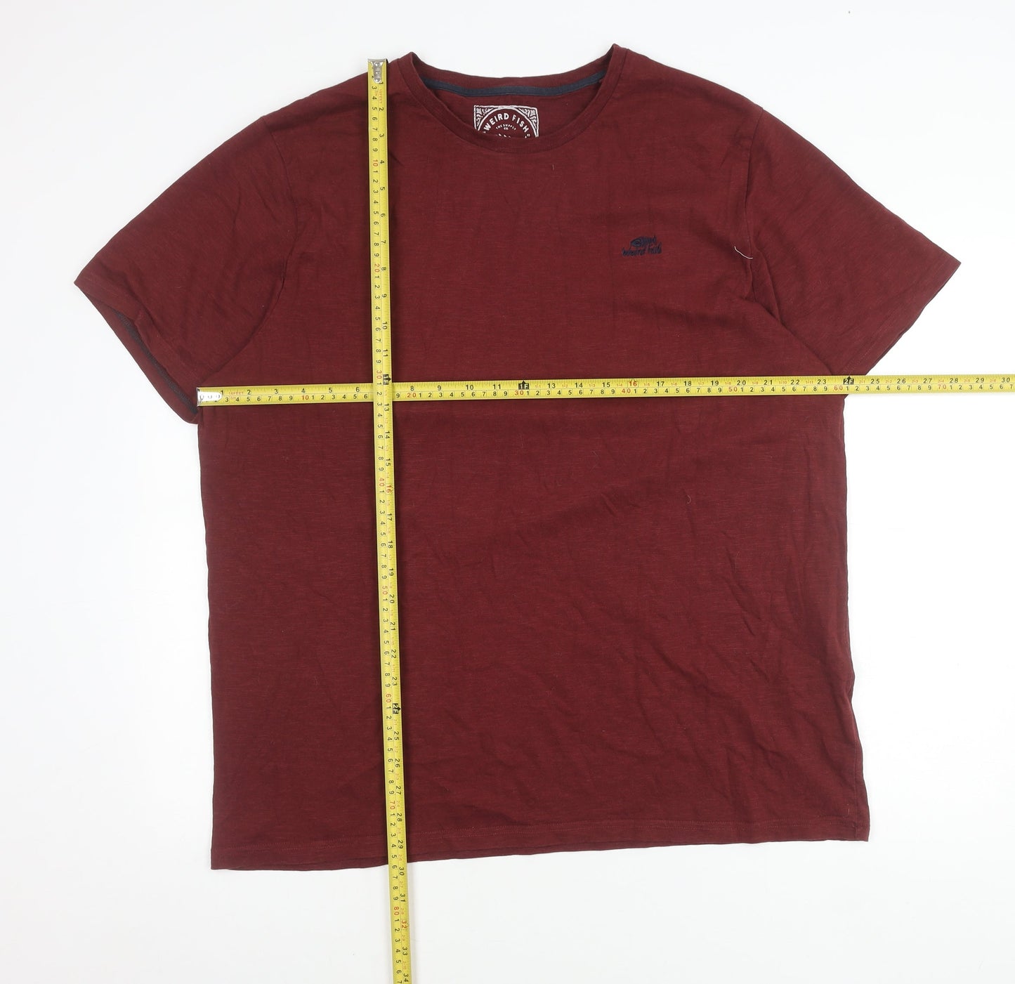 Weird Fish Men’s Red 2XL Cotton Crew Neck T-Shirt