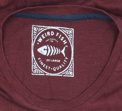 Weird Fish Men’s Red 2XL Cotton Crew Neck T-Shirt