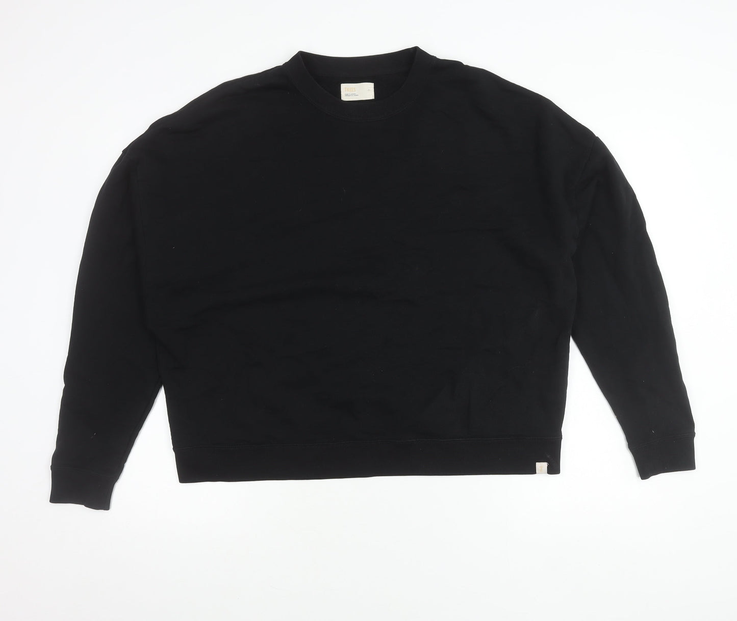 TKEES Womens Black Cotton Pullover Sweatshirt Size S Relaxed Fit