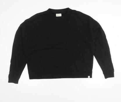 TKEES Womens Black Cotton Pullover Sweatshirt Size S Relaxed Fit