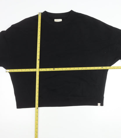 TKEES Womens Black Cotton Pullover Sweatshirt Size S Relaxed Fit