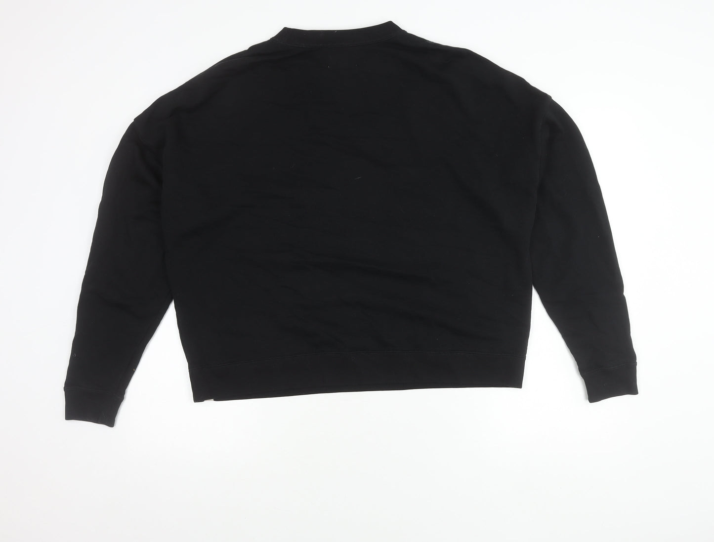 TKEES Womens Black Cotton Pullover Sweatshirt Size S Relaxed Fit