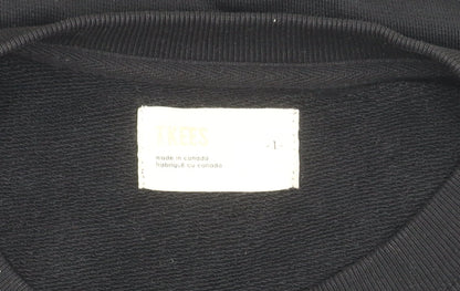 TKEES Womens Black Cotton Pullover Sweatshirt Size S Relaxed Fit