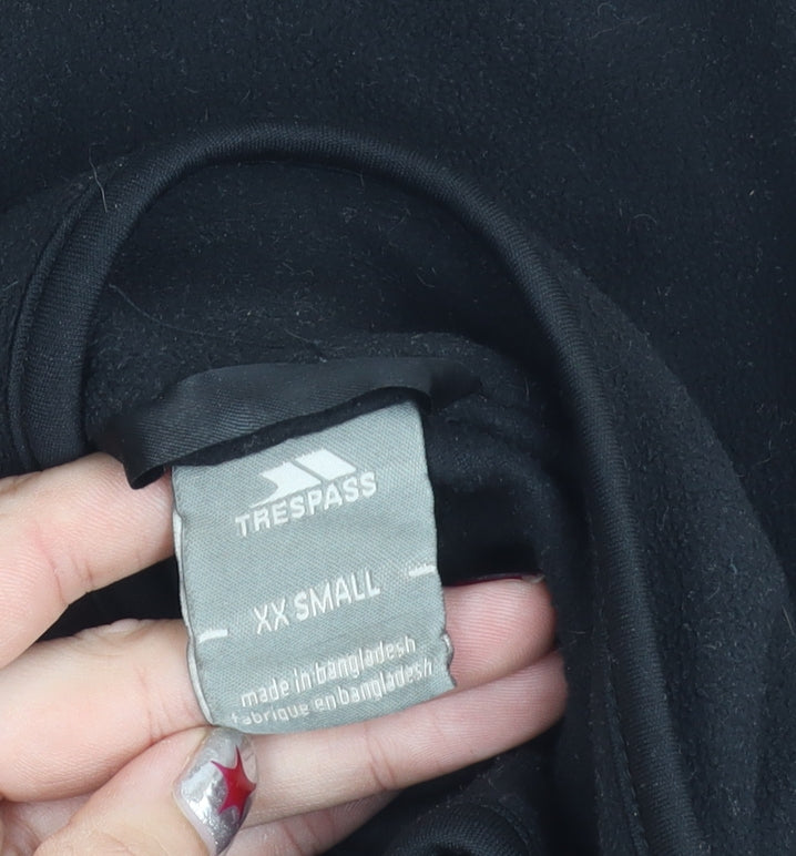 Trespass Boys Black 2XS Fleece Full Zip Outdoor Jacket with Thumb Holes