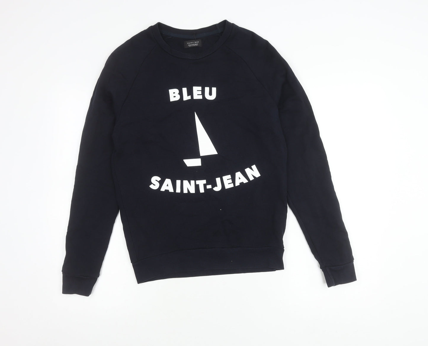 Zara Man Men’s Blue Pullover Sweatshirt M Nautical Graphic Print