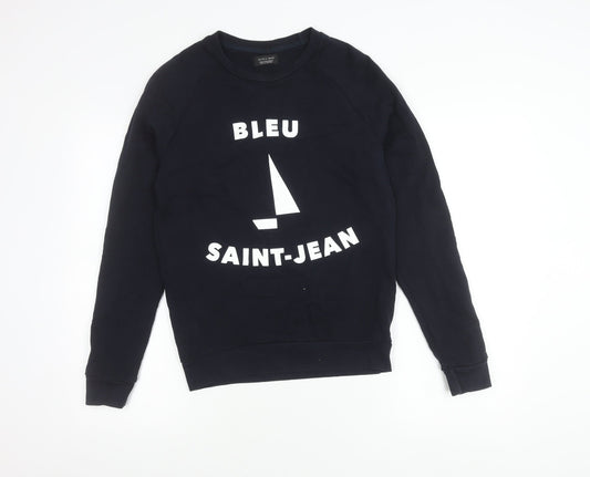 Zara Man Men’s Blue Pullover Sweatshirt M Nautical Graphic Print