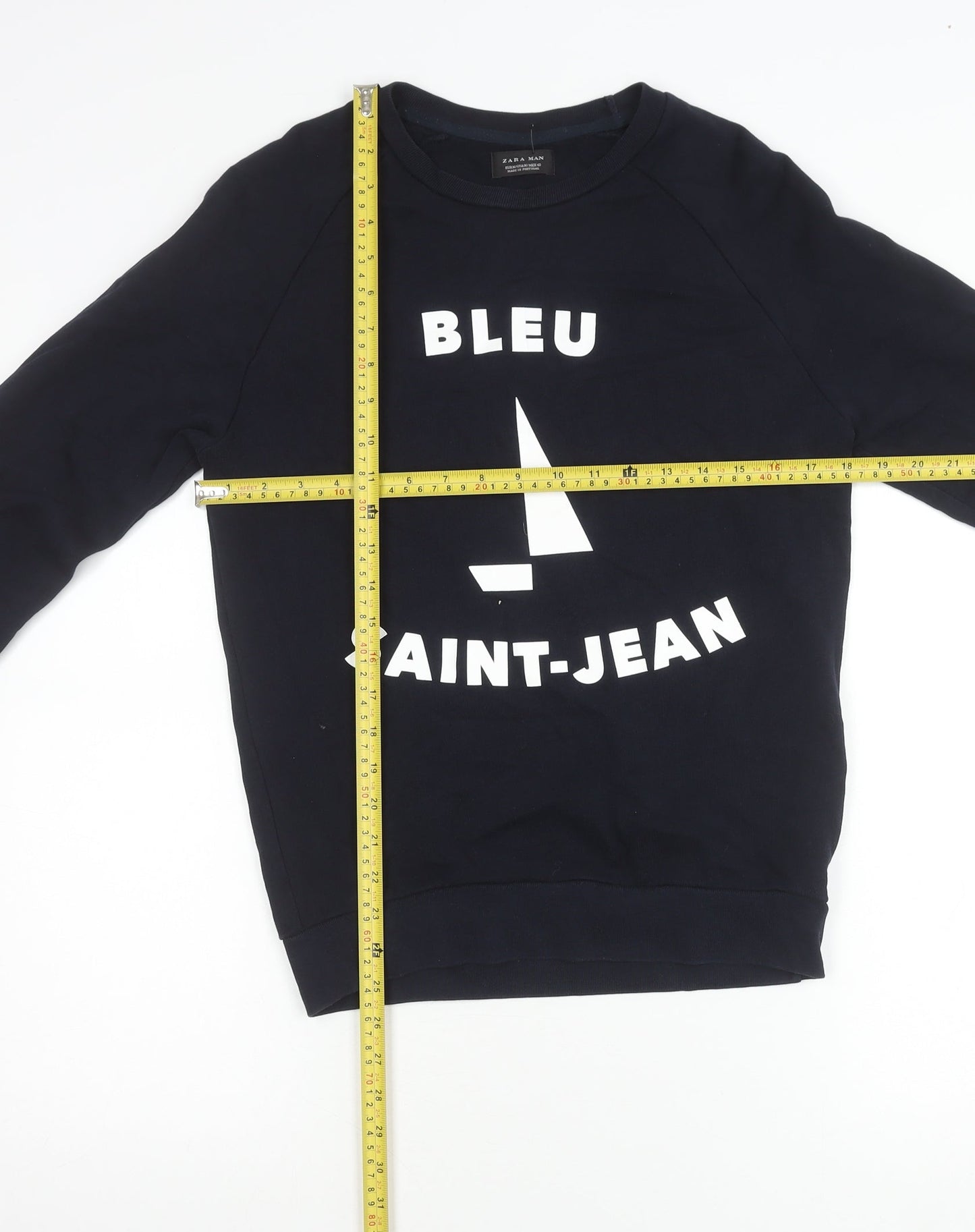 Zara Man Men’s Blue Pullover Sweatshirt M Nautical Graphic Print