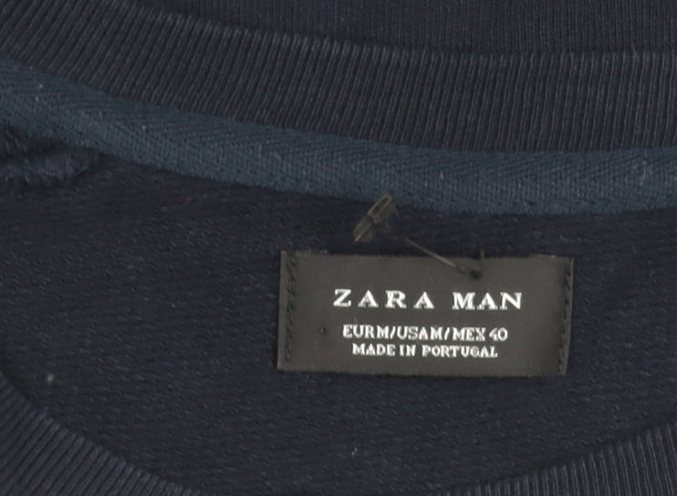 Zara Man Men’s Blue Pullover Sweatshirt M Nautical Graphic Print