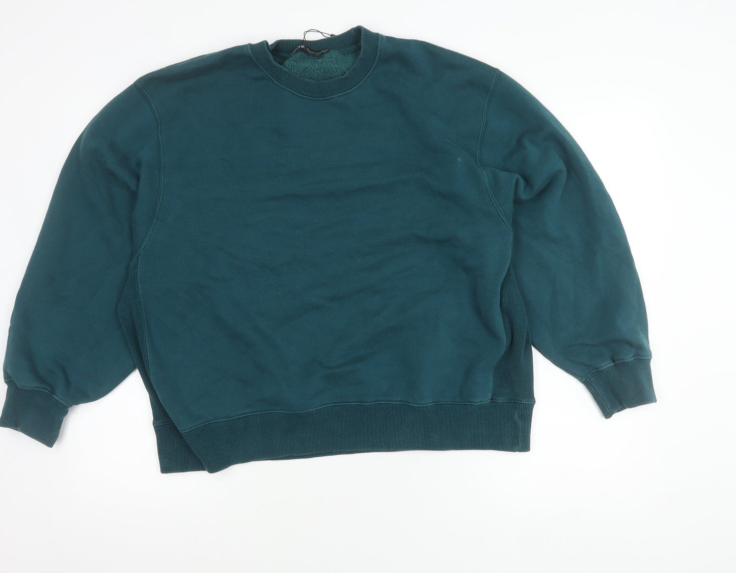 Zara Womens Green L Pullover Sweatshirt Crew Neck Long Sleeve
