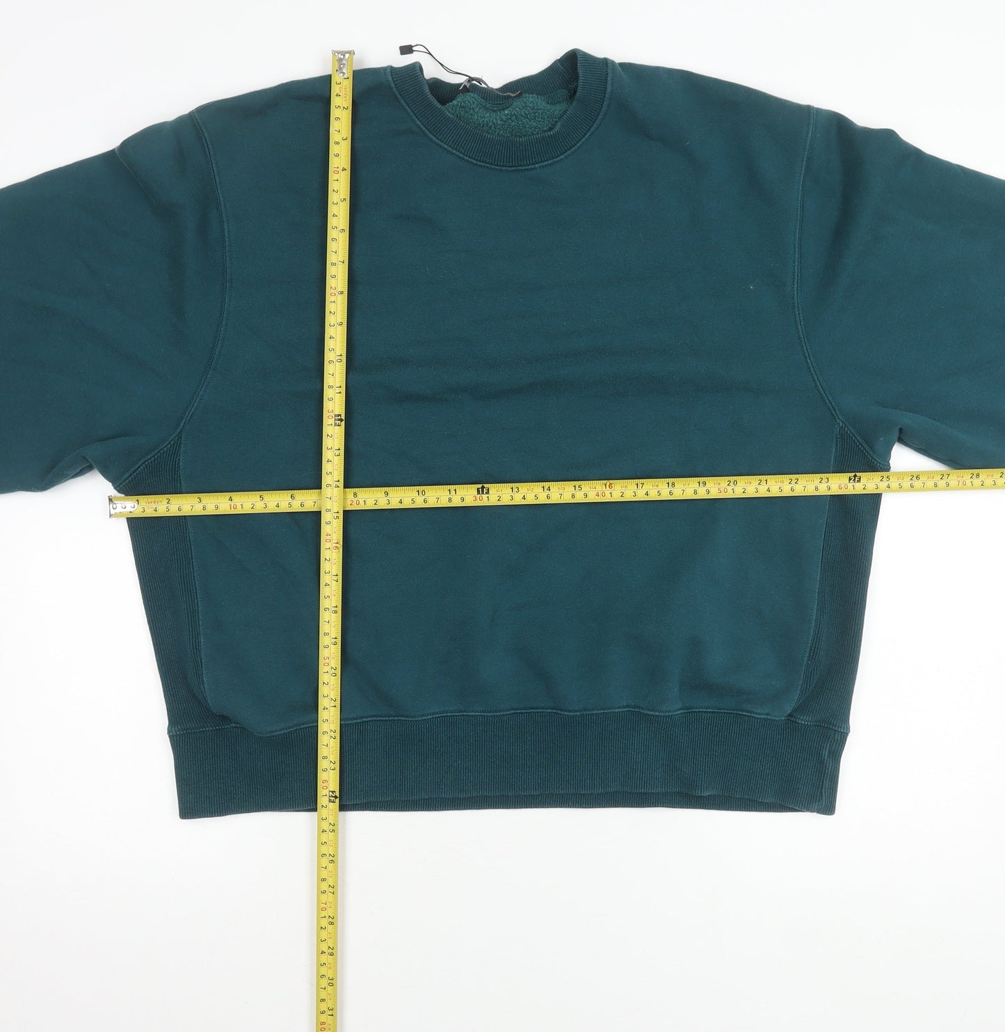 Zara Womens Green L Pullover Sweatshirt Crew Neck Long Sleeve