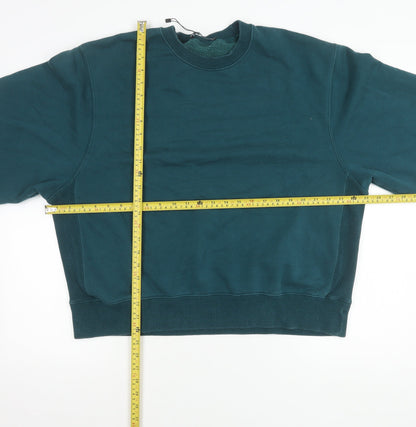Zara Womens Green L Pullover Sweatshirt Crew Neck Long Sleeve