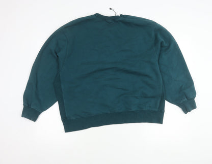 Zara Womens Green L Pullover Sweatshirt Crew Neck Long Sleeve