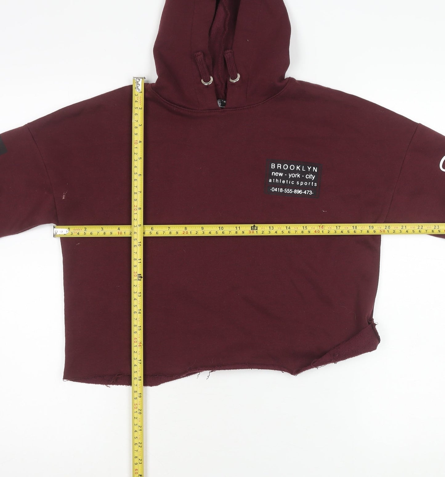 New Look Girls Red Pullover Hoodie 14-15 Yrs Brooklyn Graphic Print