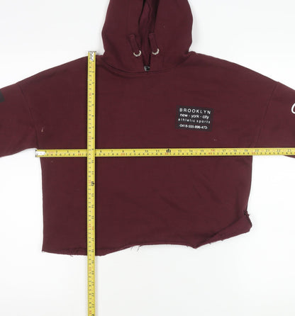 New Look Girls Red Pullover Hoodie 14-15 Yrs Brooklyn Graphic Print