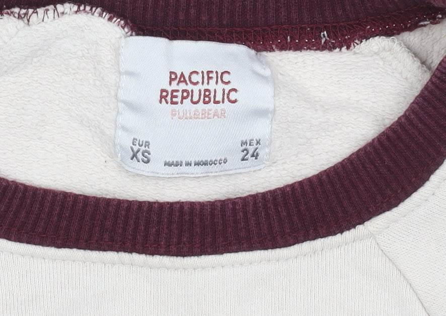 Womens UK Size XS Pull&Bear Beige Pullover Sweatshirt
