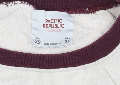 Womens UK Size XS Pull&Bear Beige Pullover Sweatshirt