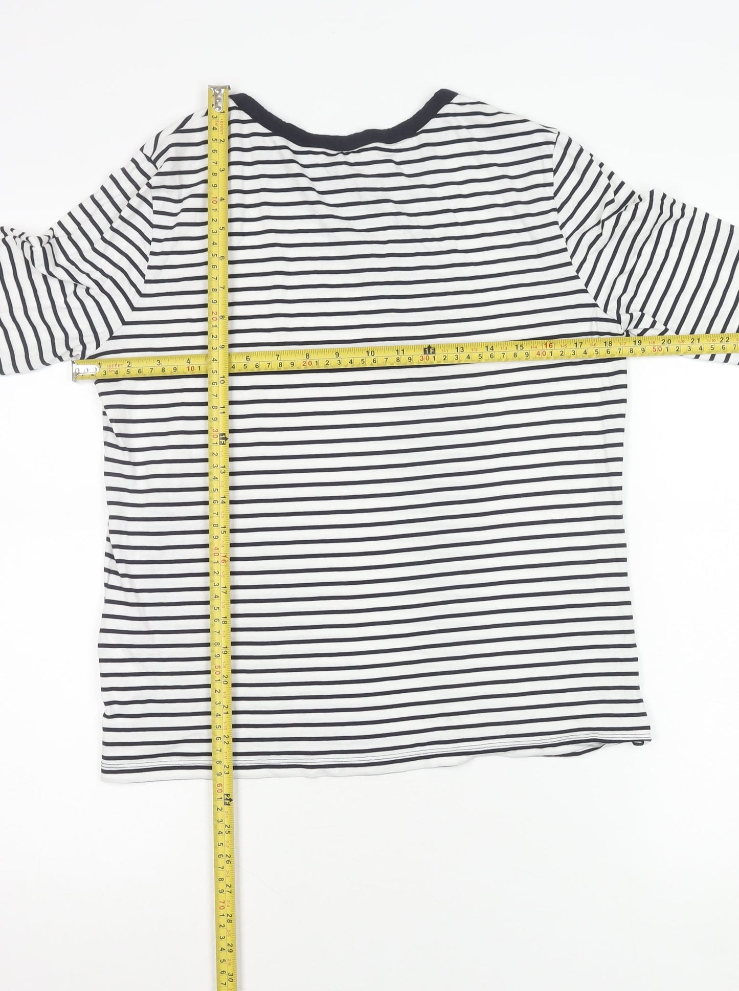 Jasper Conran Womens Black White Striped Jersey T-Shirt Size 14