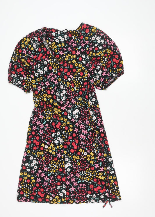 Next Women’s Multicoloured Floral A-Line Dress UK 10 Short Sleeve Knee Length