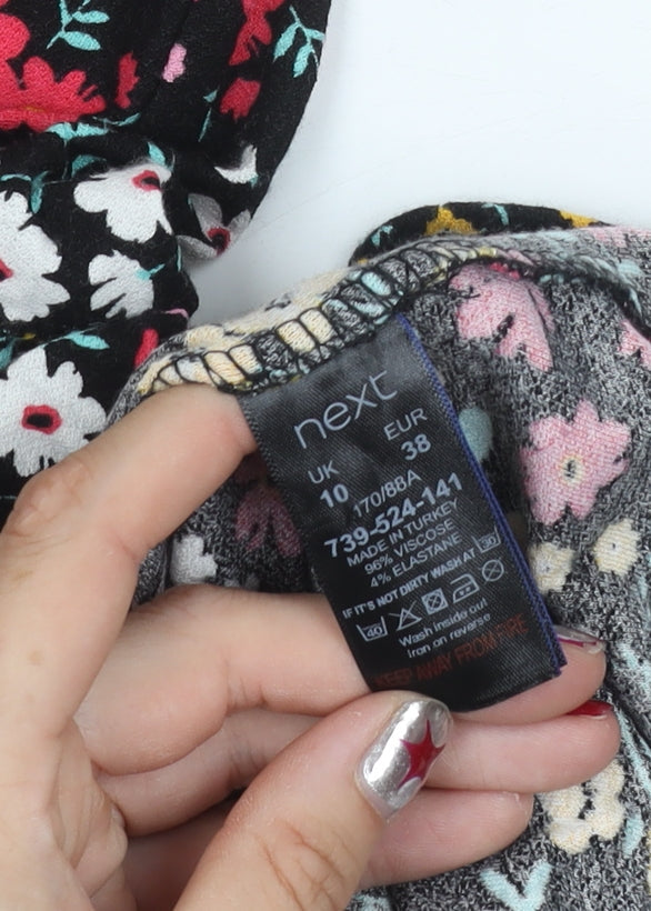 Next Women’s Multicoloured Floral A-Line Dress UK 10 Short Sleeve Knee Length