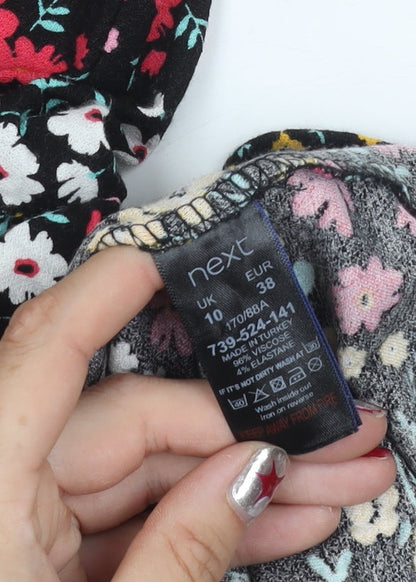 Next Women’s Multicoloured Floral A-Line Dress UK 10 Short Sleeve Knee Length