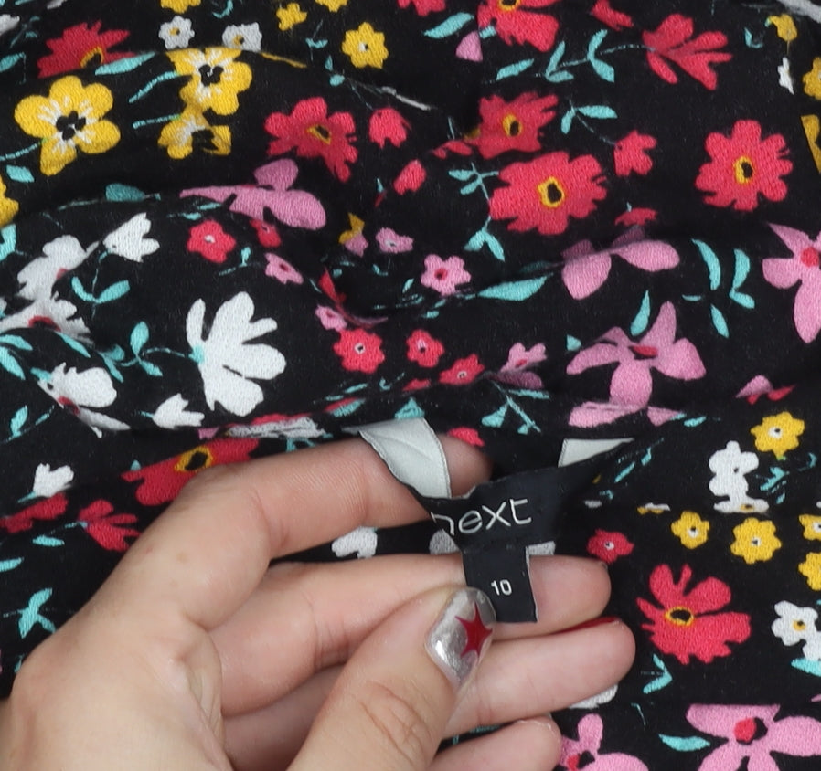 Next Women’s Multicoloured Floral A-Line Dress UK 10 Short Sleeve Knee Length