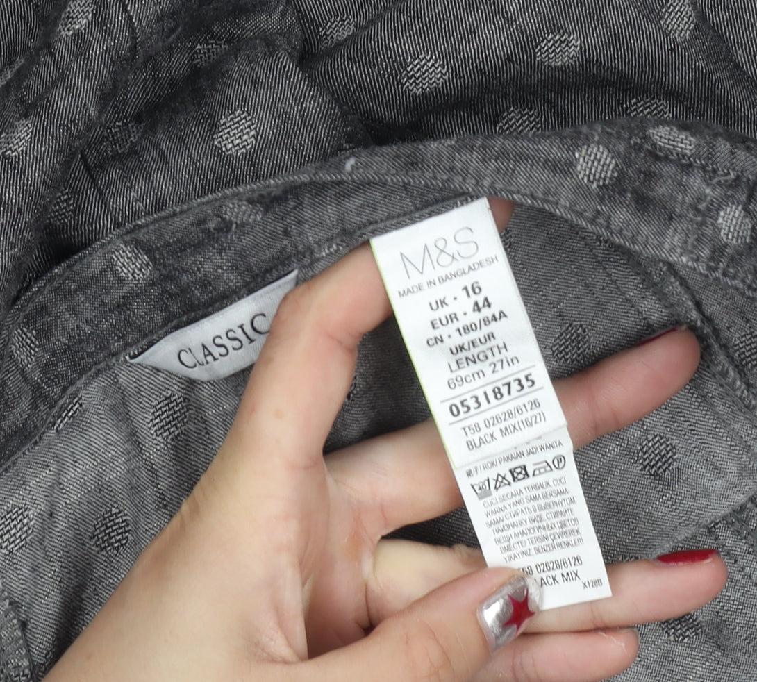 Marks and Spencer Womens Grey Polka Dot A-Line Skirt Size 16