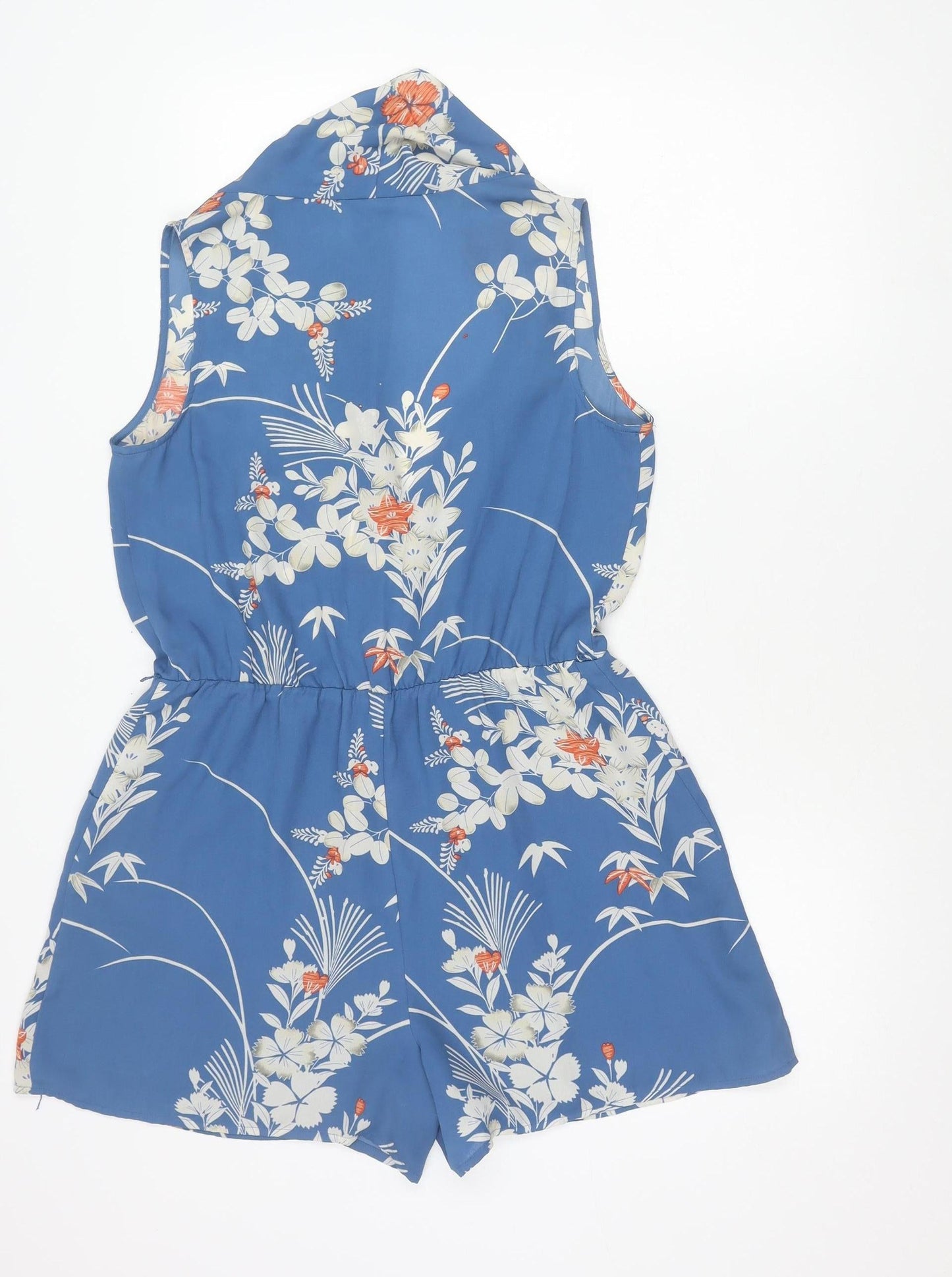 Oasis Womens Blue Floral Sleeveless Halter Neck Playsuit UK 12