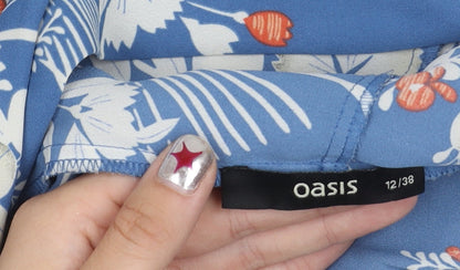 Oasis Womens Blue Floral Sleeveless Halter Neck Playsuit UK 12