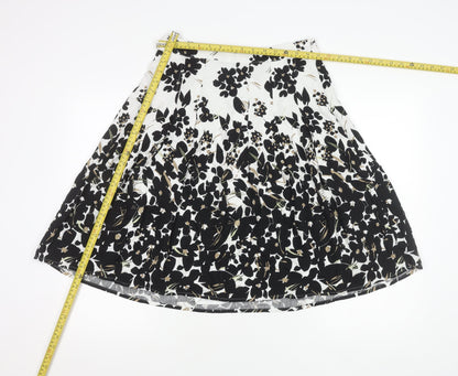Maine New England Women’s Black White Floral A-Line Skirt Size 10
