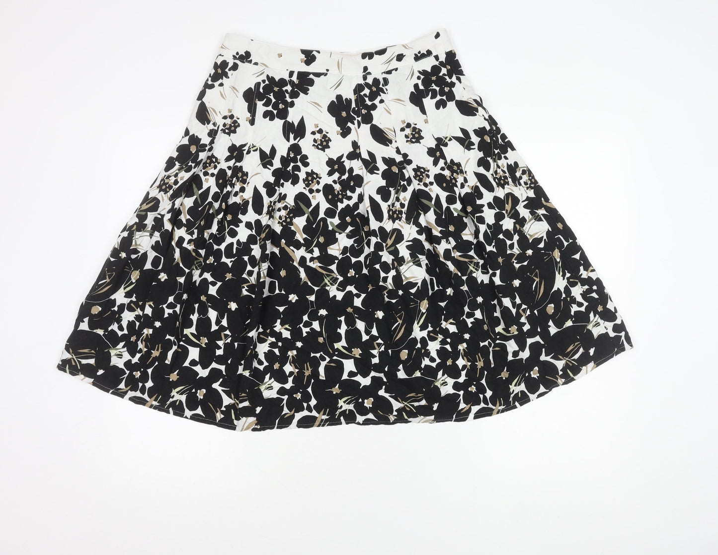 Maine New England Women’s Black White Floral A-Line Skirt Size 10