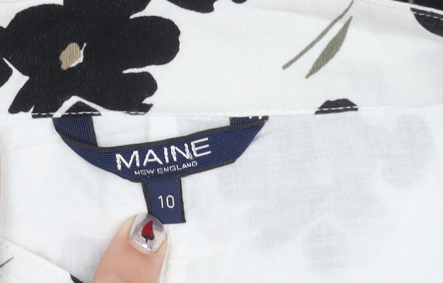 Maine New England Women’s Black White Floral A-Line Skirt Size 10