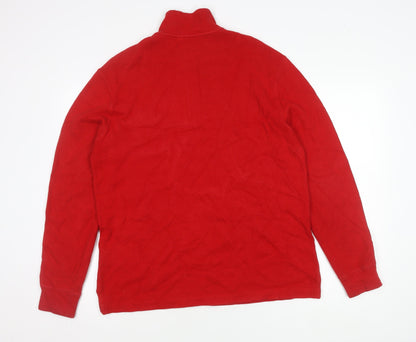 Ralph Lauren Men’s Red Cotton 1/4 Zip Mock Neck Jumper Size M