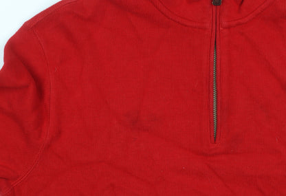 Ralph Lauren Men’s Red Cotton 1/4 Zip Mock Neck Jumper Size M