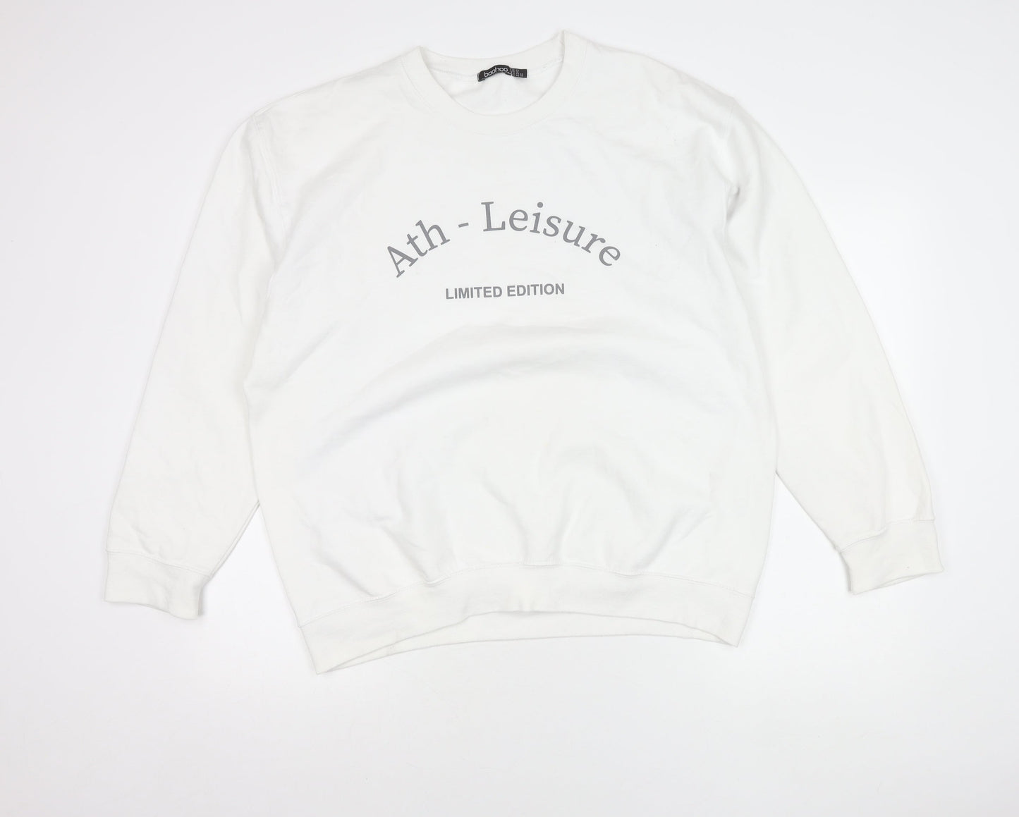 Boohoo Women’s White Plus Size 22 Pullover Logo Sweatshirt