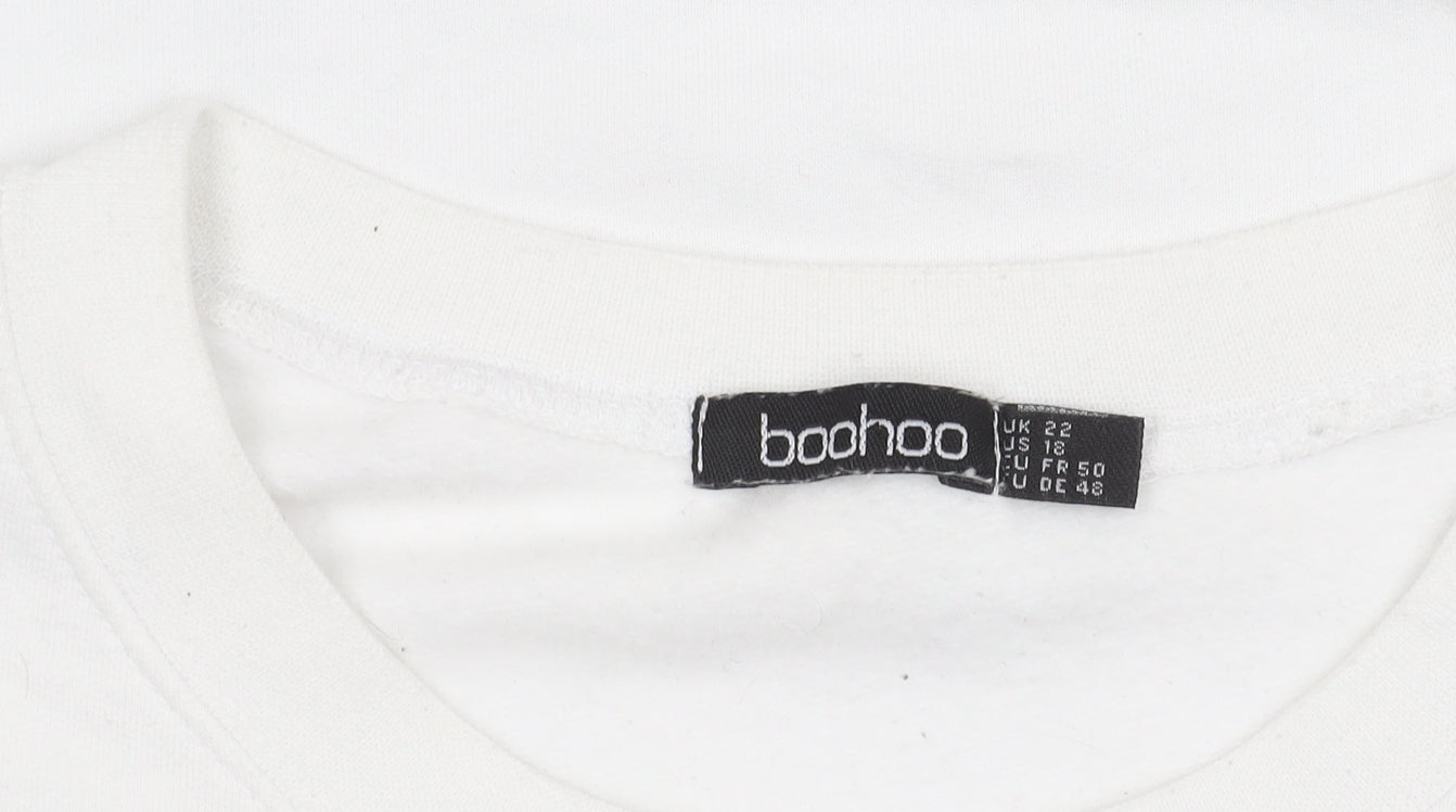 Boohoo Women’s White Plus Size 22 Pullover Logo Sweatshirt